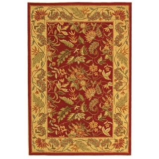 Handmade Paradise Red Wool Rug (3'9 x 5'9)