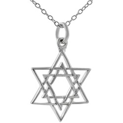 Sterling Silver Double Star of David Necklace