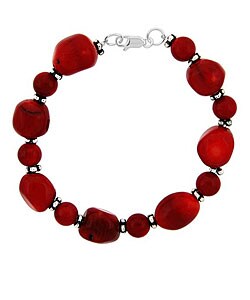 Glitzy Rocks Sterling Silver Sea Bamboo Coral Bracelet