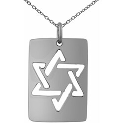 Sterling Silver Star of David Cut-out ID Tag Necklace
