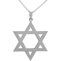 Sterling Silver Large Star of David Necklace