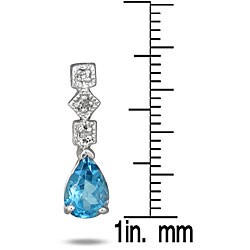 14k Gold Blue Topaz and Diamond Drop Earrings