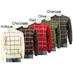 Oscar de la Renta Men's Grid Windowpane Sweater