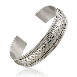 Sterling Silver Bali Inspired Woven Cuff Bangle