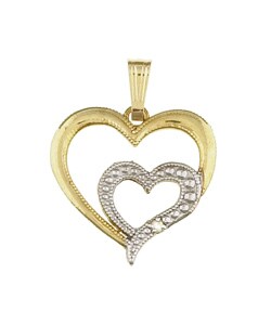 14k Two-tone Gold Diamond Accent Heart Necklace