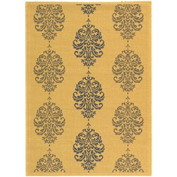 Courtyard Indoor/ Outdoor St. Martin Natural/ Blue Polypropylene Rug (6'7 x 9'6)