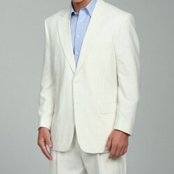 Haspel Men's Ivory Stripe Performance Linen Suit