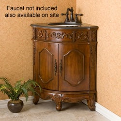 Corner Bathroom Cabinets on Sedgefield Walnut Corner Bathroom Vanity   Overstock Com