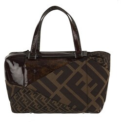 Fendi Tobacco Zucca Canvas Zip-top Bag