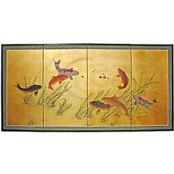 Gold Leaf Seven Lucky Fish Silk Screen (China)