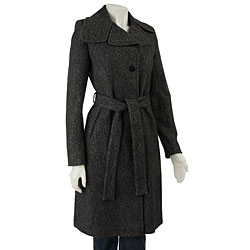DKNY Women's Wool Boucle Herringbone Coat