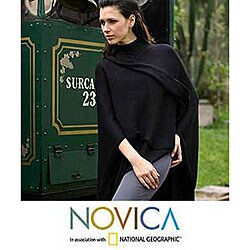 'Bold Black' Alpaca Wool Wrap (Peru)