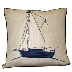 Sailboat Embroidered Pillow