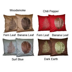Banana and Fern Leaf Faux Silk Pillow