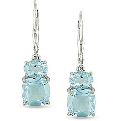 Sterling Silver Blue Topaz Leverback Earrings