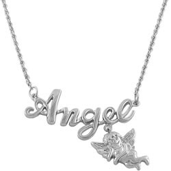 Sterling Silver Diamond Accent Guiding Angel Necklace