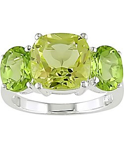Sterling Silver Lemon Quartz and Peridot Ring