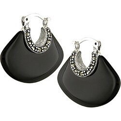 Sterling Silver Marcasite and Black Onyx Earrings