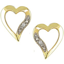 14k Yellow Gold .01ct Diamond Heart Earrings