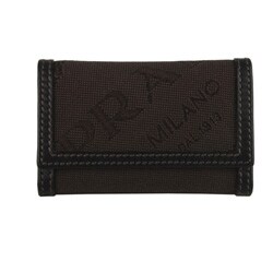 Prada Dark Brown Logo Jacquard Canvas Key Case