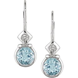 10k Gold Blue Topaz 1/10ct TDW Diamond Earrings