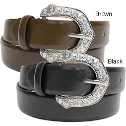 Adi Women's Rhinestone Accent Leather Belt
