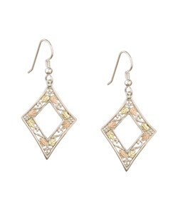 Black Hills Gold on Silver Diamond-shape Earrings