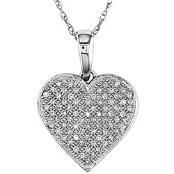 10k White Gold 1/5ct TDW Diamond Heart Necklace