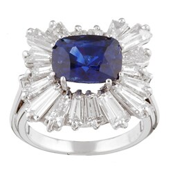 18k Gold 2 2/5ct TDDW Diamond and Sapphire Ring (I, VS1)