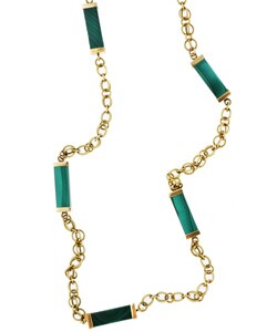 14k Yellow Gold and Malachite Chain Necklace