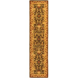 Handmade Kashan Charcoal/ Red Wool Runner (2'3 x 12')