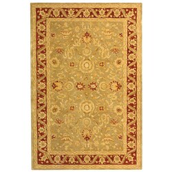 Handmade Kashan Green/ Red Wool Rug (9'6 x 13'6)