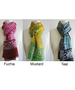 Handcrafted Silk Batik Scarf (India)