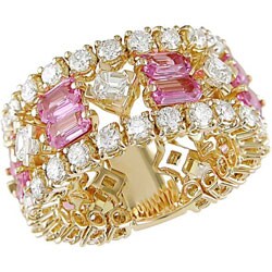 18k Gold 3 1/2ct TDW Diamond Pink Sapphire Ring