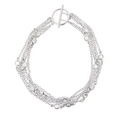 Icz Stonez Sterling Silver CZ Five-strand Toggle Bracelet