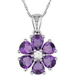 10k Gold 1/10ct TDW Diamond Amethyst Necklace