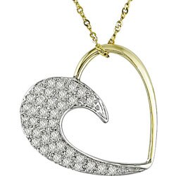 14k Two-tone Gold 1/4ct TDW Diamond Heart Necklace