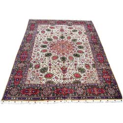 Persian Hand-knotted Tabriz Ivory/ Green Rug (11'4 x 16)