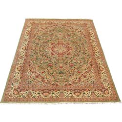 Pak-Persian Kashan Green/ Ivory Rug (10' x 14'6)