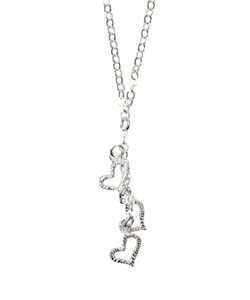 Sterling Silver Textured Heart Y-style Necklace