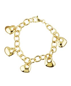18k Gold over Silver Mod Heart Charm Bracelet