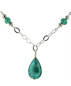 Murano Glass Teal Teardrop Necklace