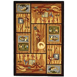 Hand-hooked Gone Fishing Multi Wool Rug (8'9 x 11'9)