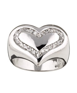 Sterling Silver Cubic Zirconia Mod Heart Ring