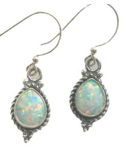 Tear Drop Opal & Sterling Silver Earrings (India)