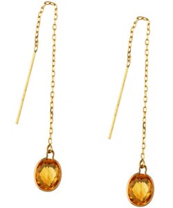 14k Yellow Gold Citrine Threader Earrings