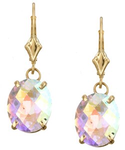 14k Gold Mercury Mist Topaz Leverback Earrings