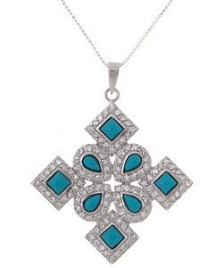 ICZ Stonez Sterling Silver CZ Turquoise ICZ Stonez Sterling Silver  Pendant