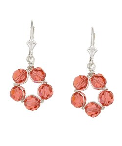 Charming Life Sterling Silver Coral Pink Crystal Circle Earrings