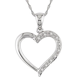 Miadora 14k White Gold Diamond Heart Necklace